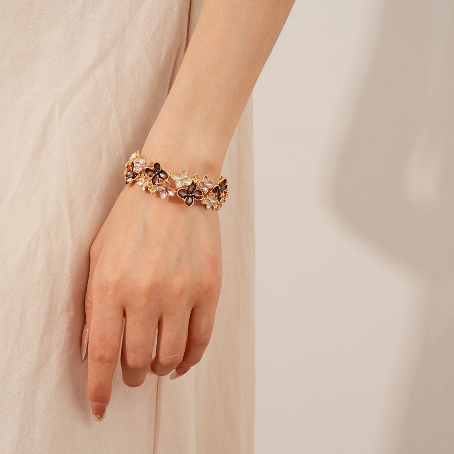 Irregular Geometric Oil Drop Flower Elastic Bracelet European and American Cross-Border Personality Design Bracelet Niche High-End Feel Jewelry