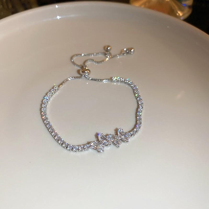 Xiaohongshu Same Style Hot-Selling Zircon Bracelet Light Luxury Niche Exquisite High-End Feel Adjustable Pull Jewelry for Women