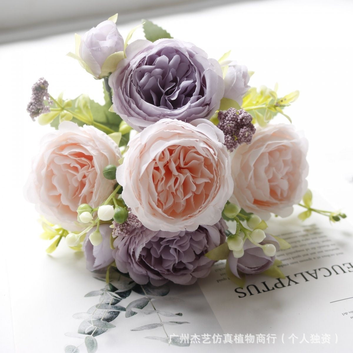 Artificial Bouquet Persian Rose5Head Bouquet Persian Rose Artificial Flower Wedding Arrangement Bride Handheld Flower Furniture Display