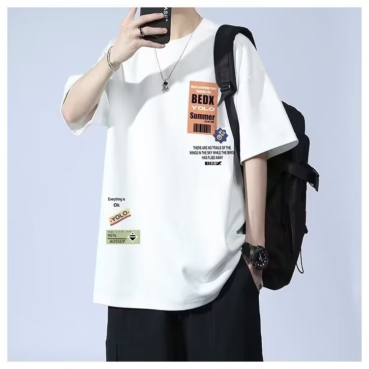 Summer Teenage Suit Boys Short Sleeve T T-shirt Short Sleeve New Style High School Student Trendy Casual Sports Two Pieces