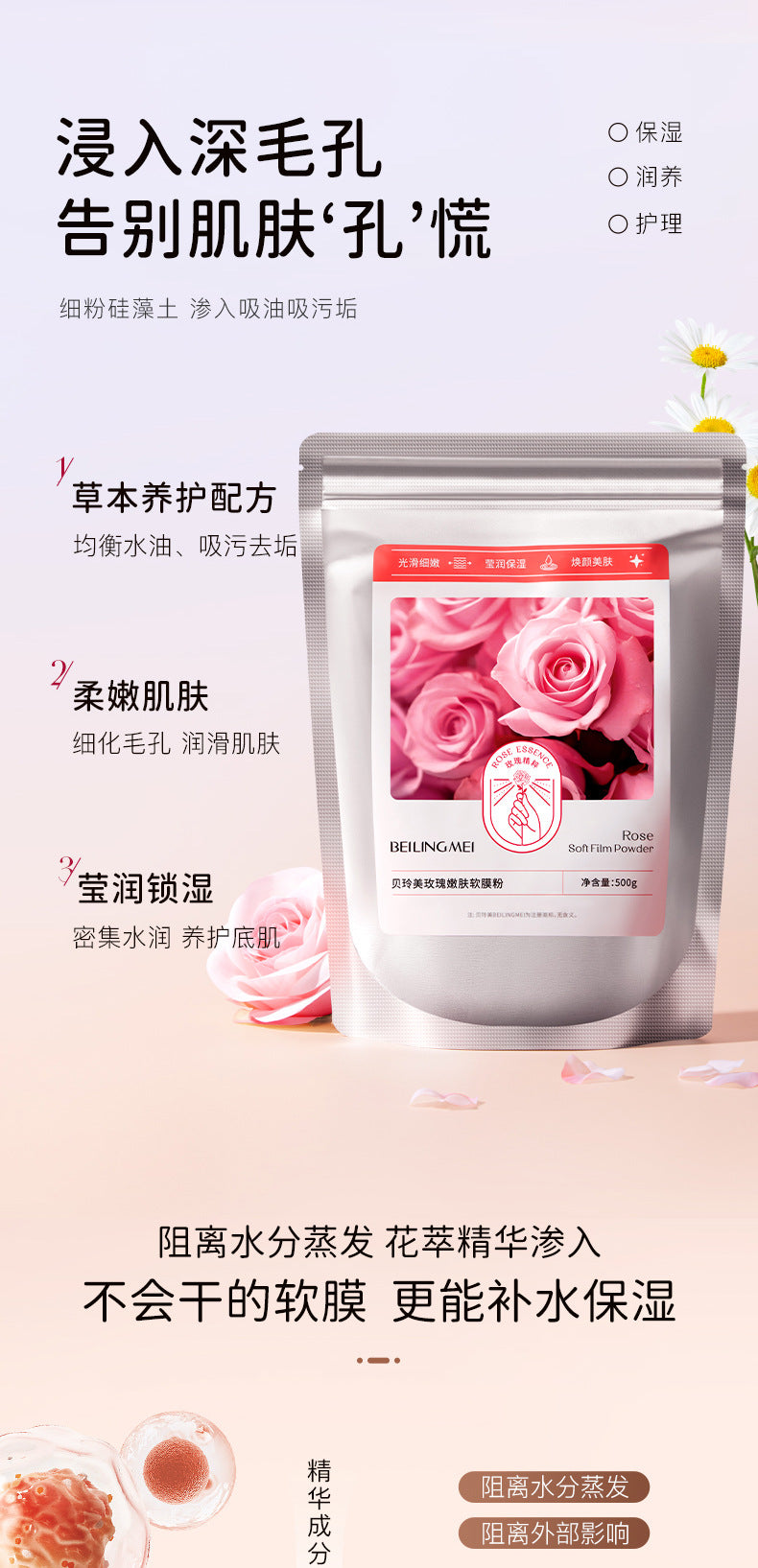 Beauty Salon Hot-Selling Rose Soft Mask Gel Soft Mask Powder Hydrating Brightening Cleansing Pore Minimizing Peel-Off Mask