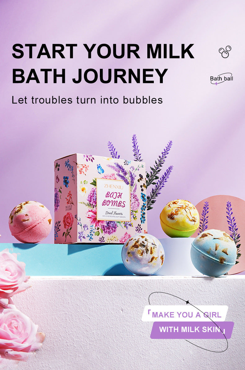 ZHENXIU Dried Flower Explosive Bath Salt Ball Gentle Moisturizing Exfoliating Long-lasting Fragrance Bath Ball Cross-border Trade