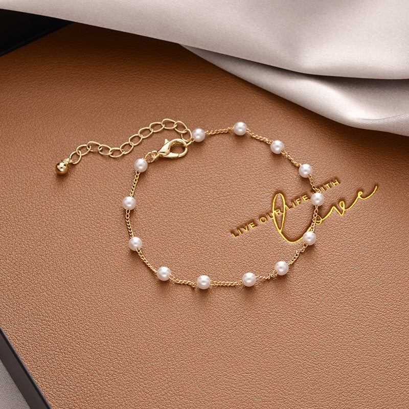Korean Versatile Pearl Bracelet for Women ins Niche Style High-End Titanium Steel Bracelet Couple Bracelets Wholesale