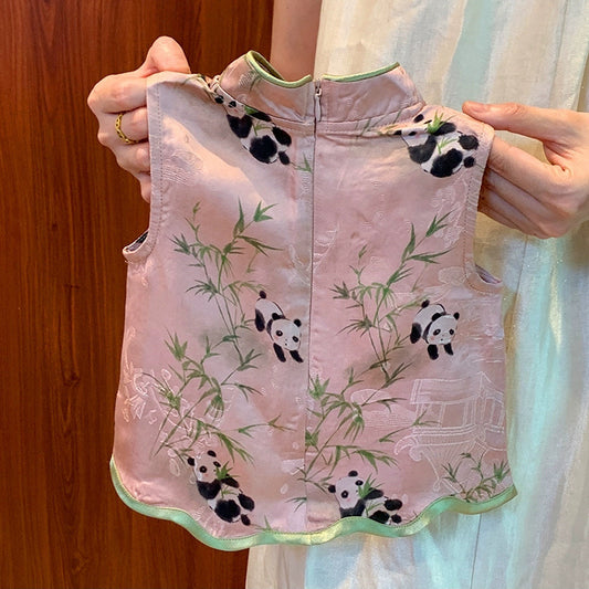 Sweet Little Girl Chinese Style Outfit Summer New One-Year-Old New Chinese Style Baby Girl Stylish Vest Pants Two-Piece Set