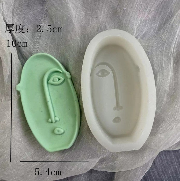 Artistic Abstract Human Face Scented Candle Silicone Mold DIY Moon Sun Face Portrait Plaster Handmade Soap Candle Mold