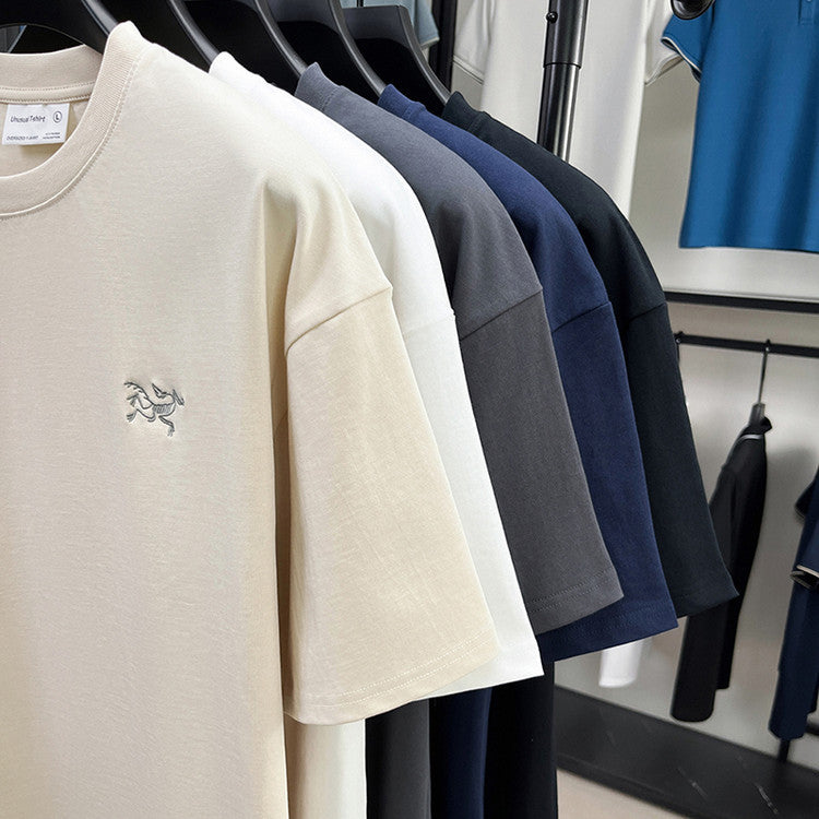 Cotton Short Sleeve T Men's T-Shirt Ancestor Bird Same Style Embroidered Fashion Wholesale Men's Round Neck Summer Thin T-Shirt
