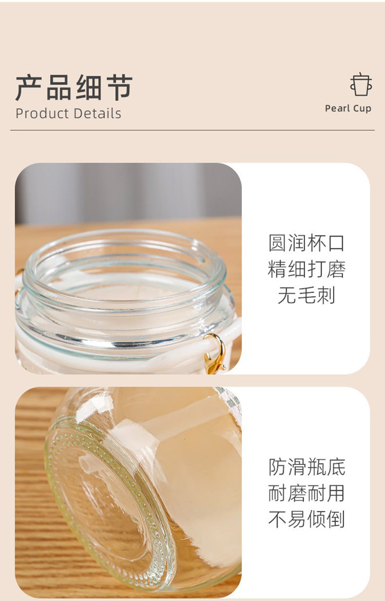 Glass Cup Straw Water Cup High Temperature Resistant Pearl Bracelet Double Drinking Cup Cup Souvenir Creative High Appearance Universal