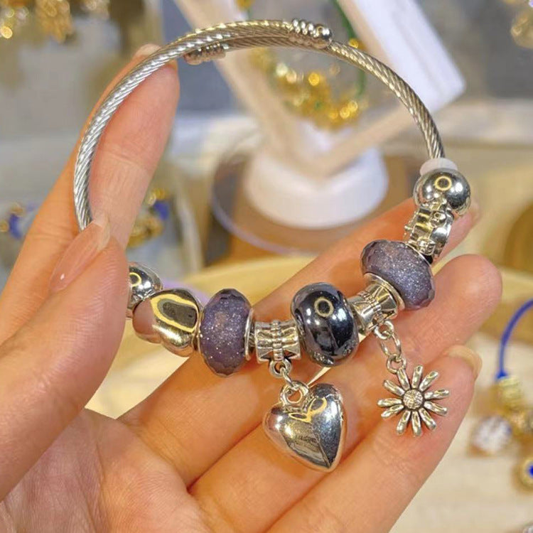 Korean Versatile Pearl Bracelet for Women ins Niche Style High-End Titanium Steel Bracelet Couple Bracelets Wholesale