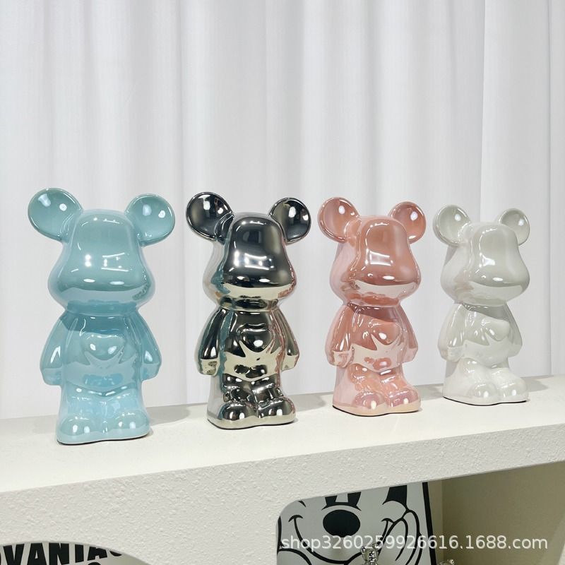 Chinese Style Violent Bear Ornament High-end Ceramic Living Room Entrance TV Cabinet Wine Cabinet Money Box Home Decoration Gift