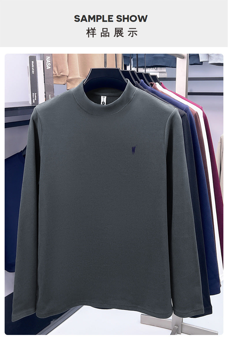 Cross-border foreign trade high-end pony embroidery men's long sleeve t Half Turtleneck Thermal Base Layer Shirt for Men Inner Wear