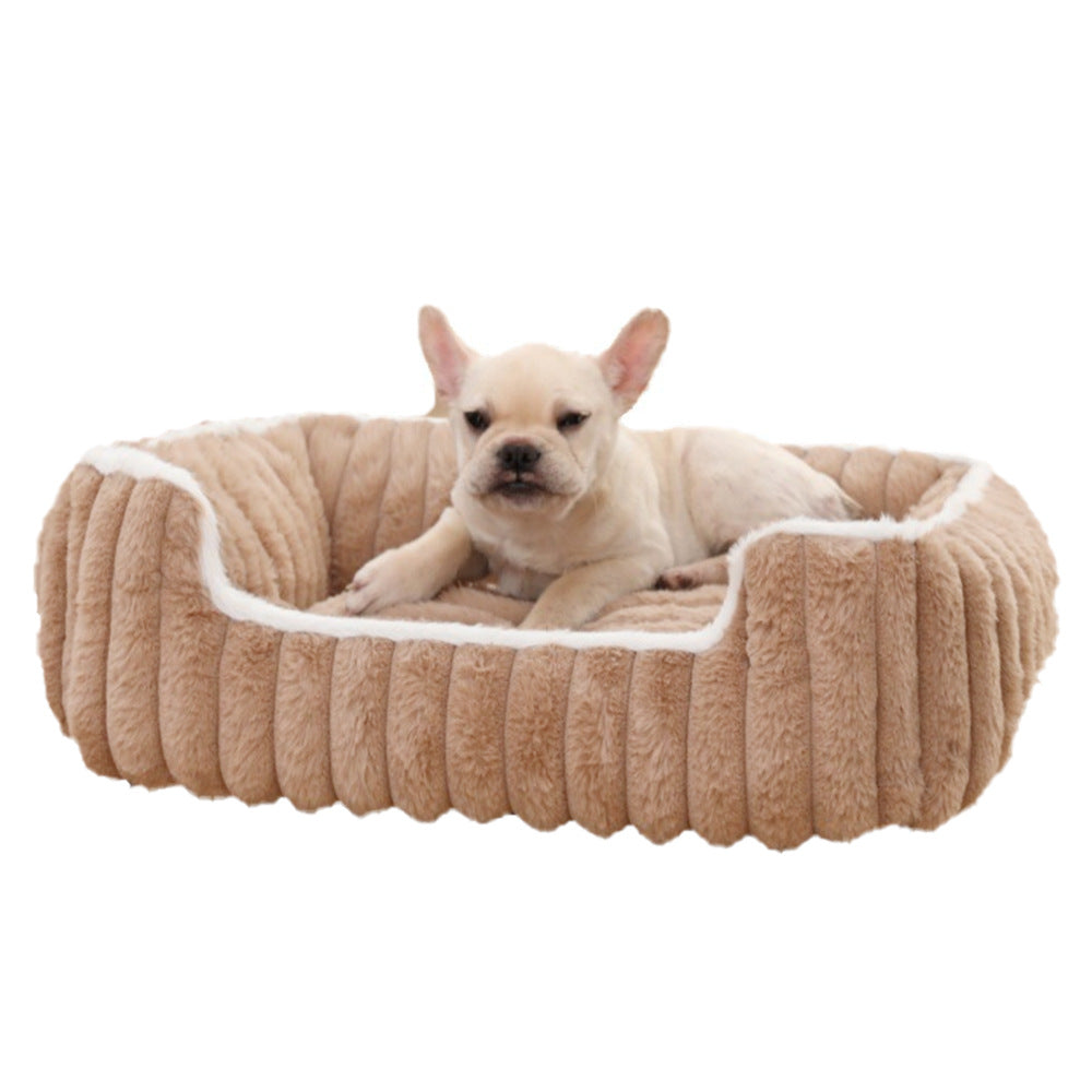 New Thickened Straight Bar Square Nest Rabbit Plush Soft Comfortable Pet Bed Deep Sleep Cat Nest Four Seasons Dog Nest