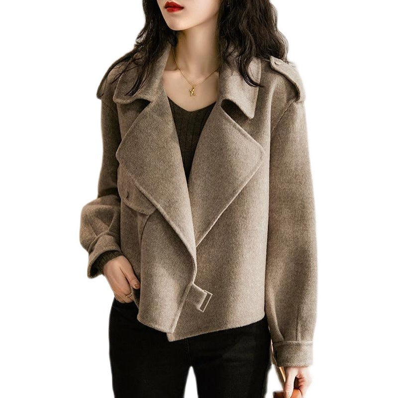 Hepburn Style New Woolen Suit for Women British Style Autumn Winter Petite Chic Versatile Loose French Short Coat