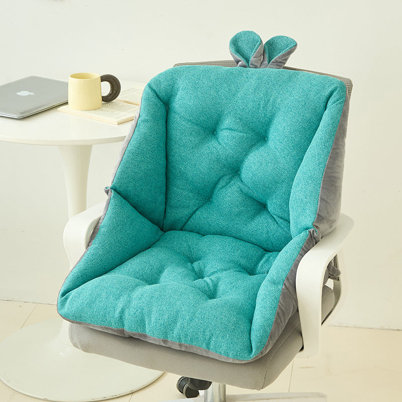 Thickened Seat Cushion and Back Cushion Integrated Ear Thick Cloth Cotton Linen Office Computer Chair Cushion Student Butt Cushion All Seasons
