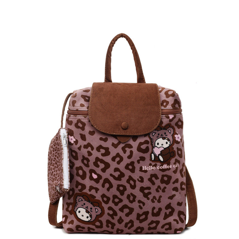 Korean Style Cute College Style Cartoon Handheld Bucket Bag for Women2025New leopard print backpack for class and commuting http://detail.1688.com/offer/960620063545.html