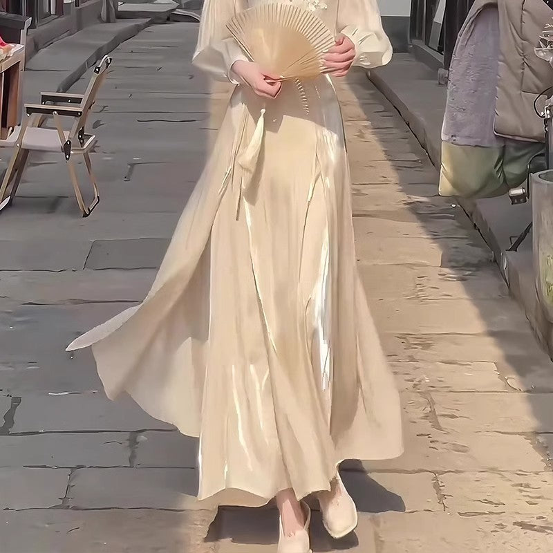 This Year's Trend: Beautiful, Youthful, Fashionable, Elegant Midi Skirt for Women with a High-End Feel, Flowing New Chinese Style National Style Skirt, Niche