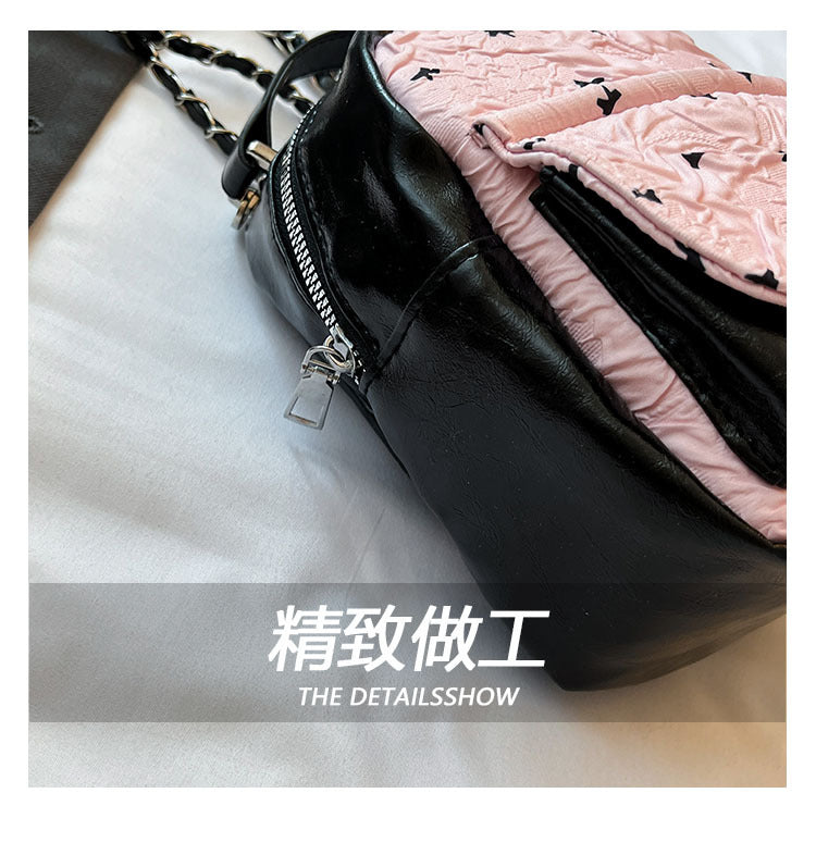 Foreign Trade Color-Block Niche Women's Backpack2025Spring and Summer New Mini Versatile Chain Super Popular Double Shoulder Small Bag