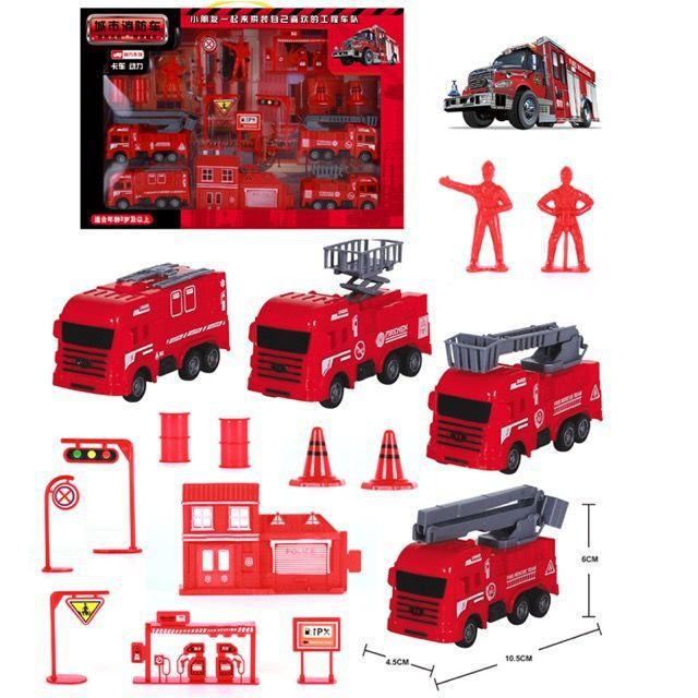 Durable Children's Toy Car Pull-Back Car Simulation Excavator Engineering Vehicle Fire Truck Airplane Model Boy's Gift