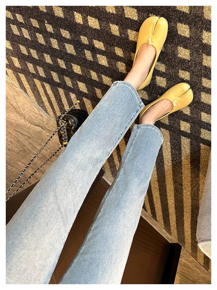 Thin and Soft Mask Pants!Summer Thin Jeans for Women Slimming Petite Nine-point Narrow Straight-leg Pants