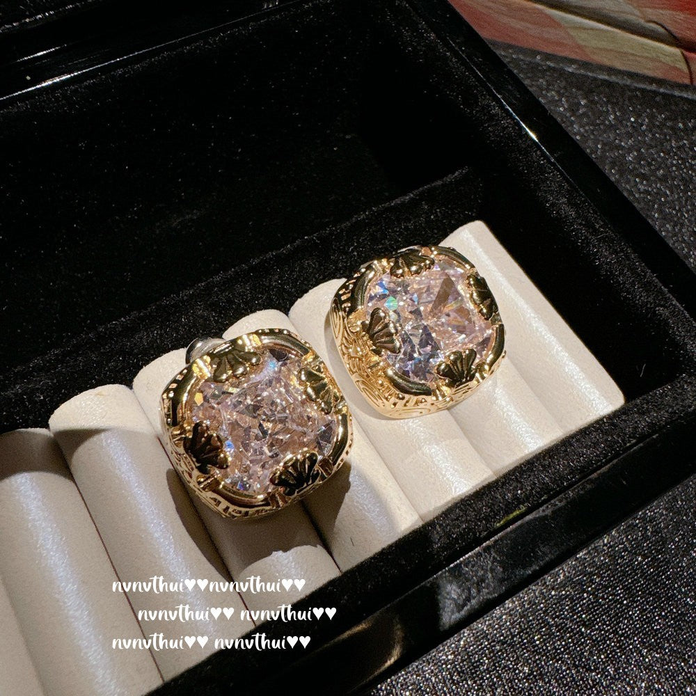 Sparkling Paphos Cloud Pattern Jellyfish Tassel Gemstone Earrings The Joy of a Rich Woman Egg-shaped Princess Pink Earrings