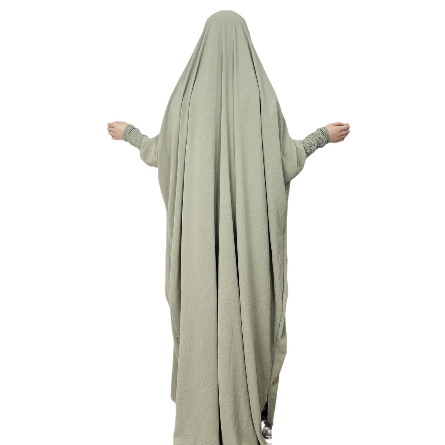 2024AliExpress Amazon Women's Dress Middle East Dubai One-Piece Solid Color Long Sleeve Prayer Robe