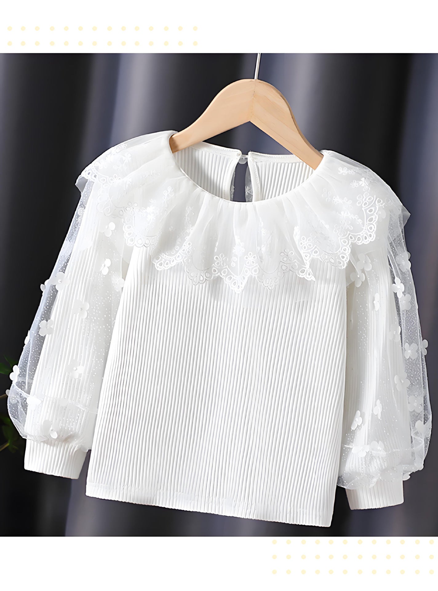 Upscale2025New Style Girls' Long Sleeve Tops Spring and Autumn Children's Lace Collar White Inner Wear Stylish for Little Girls t T-shirt6