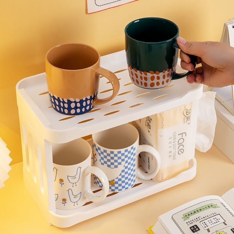 ins Desktop Double-Layer Storage Rack Simple High-Value Two-Layer Desktop Multi-Functional Student Storage Organizer Rack