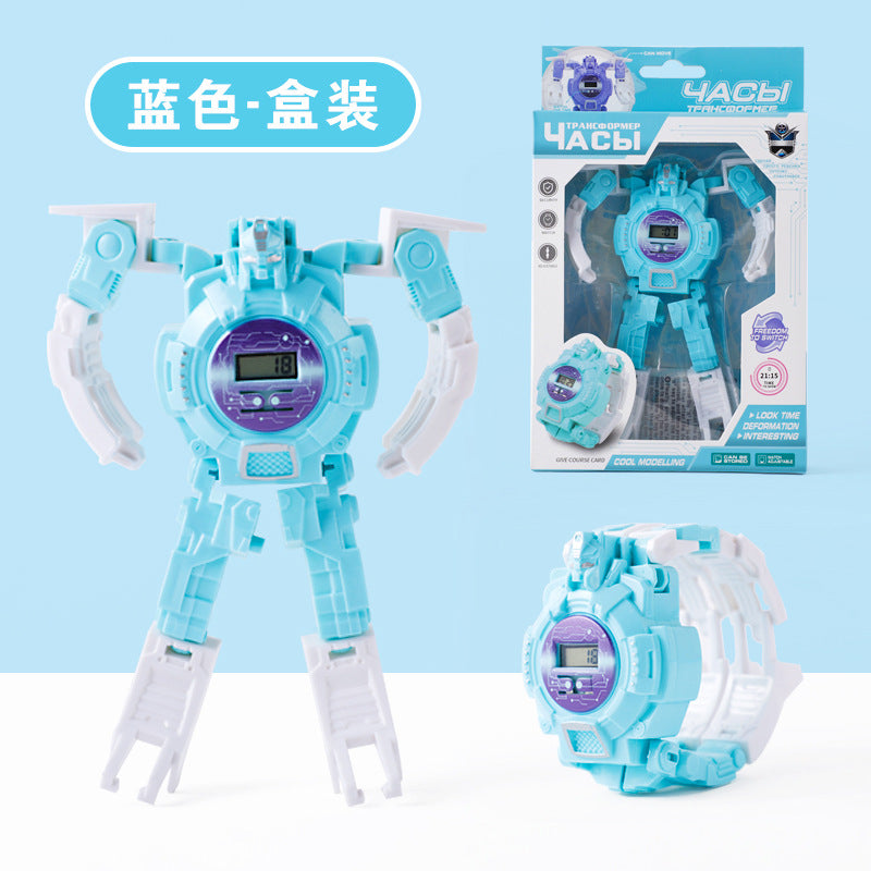 Children's Transforming Watch Electronic Watch Boys and Girls Robot Transforming Internet Celebrity Gift Kids Elementary School Student Gift Prize