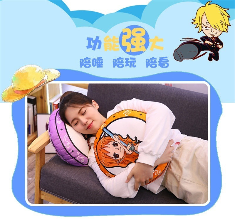 New One Piece Round Pillow Anime Merchandise Luffy Chopper One Piece Double-Sided Print Nap Cushion In Stock