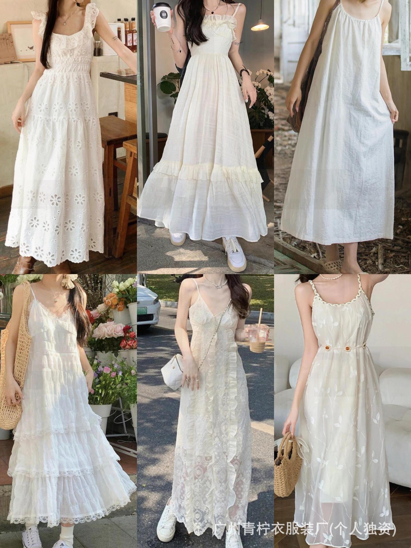 Hangzhou Four Seasons Green Women's Dress2025Summer New French Style Fairy Square Neck Waist-Cinching Sweet First Love Long Dress