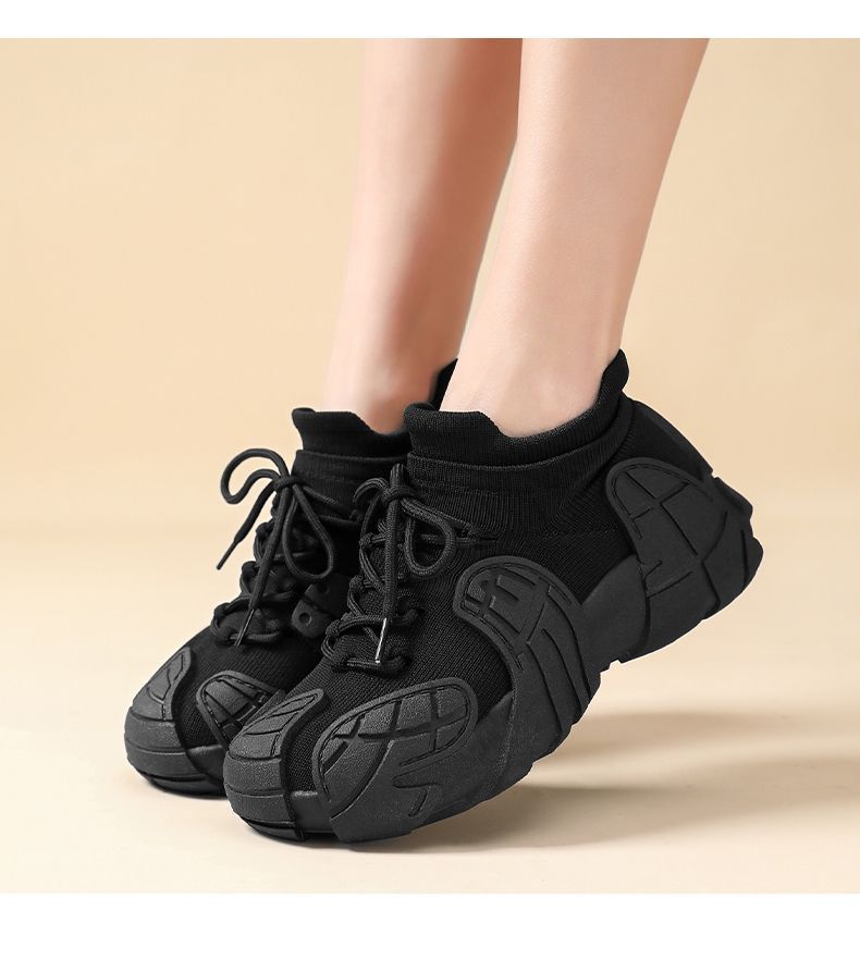 Women's Shoes Spring and Autumn Thick-Soled Dad Shoes Breathable Flyknit Sock Sneakers Women's Octopus Casual Shoes Height-Increasing Shoes