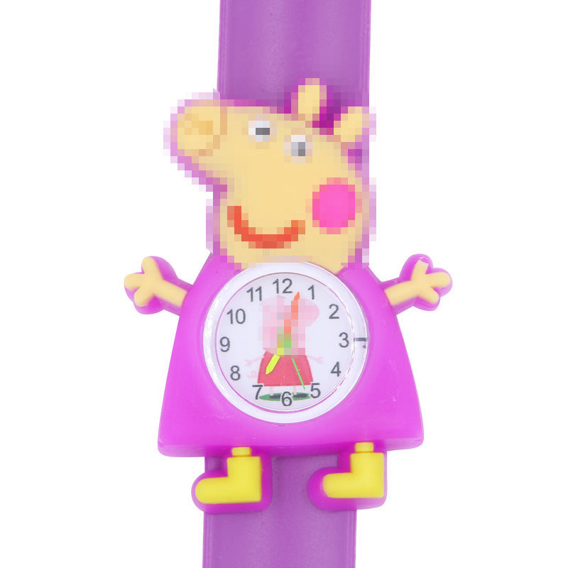 Children's Watch Cartoon Pat Watch Kindergarten Elementary School Silicone Toy Pat Circle Anime Peppa Pig Electronic Watch