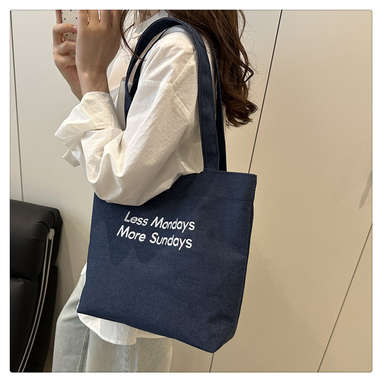 Vintage American Style Canvas Bag ins Large Capacity Student Commuter Artistic Single Shoulder Bag for Class Tote Bag for Women