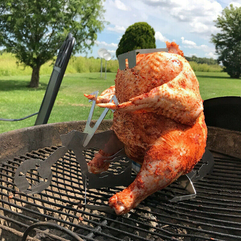 Chicken Stand Motorcycle BBQ Motorcycle Chicken Grill Stainless Steel BBQ Rack BBQ Stand