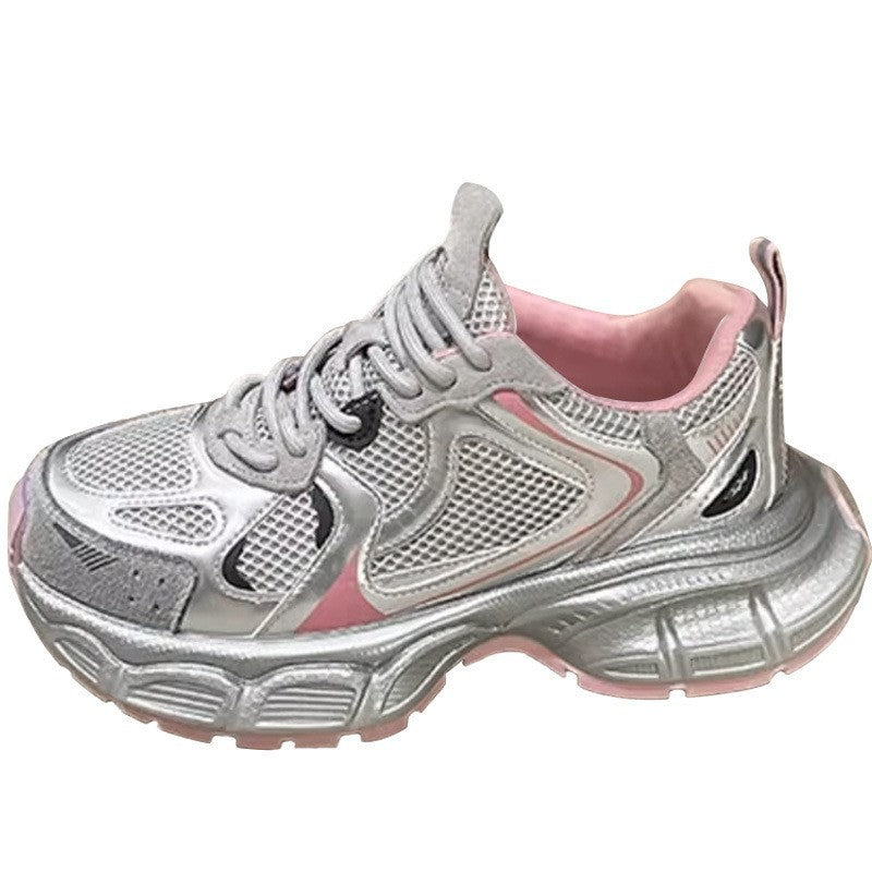 Girls' Dad Shoes Spring and Autumn New Style2024Children's Shoes Mesh Breathable Sports Shoes Medium and Large Children's Running Shoes