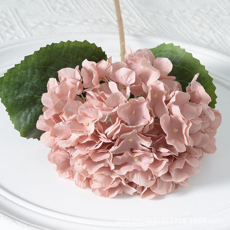 Artificial Hydrangea with Leaves for Wedding Decoration, Artificial Silk Flowers, Archway Flowers, Home Decor Fake Flowers, Single Artificial Flowers