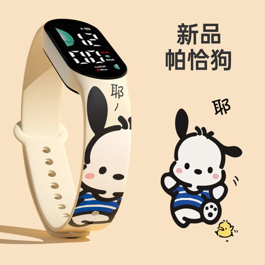 New Pochacco Cartoon Electronic Watch for Students Cute Children's Cartoon Print LED Sports Watches Wholesale