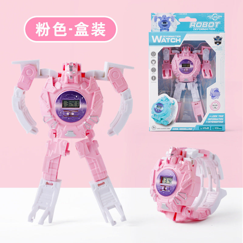 Children's Transforming Watch Electronic Watch Boys and Girls Robot Transforming Internet Celebrity Gift Kids Elementary School Student Gift Prize