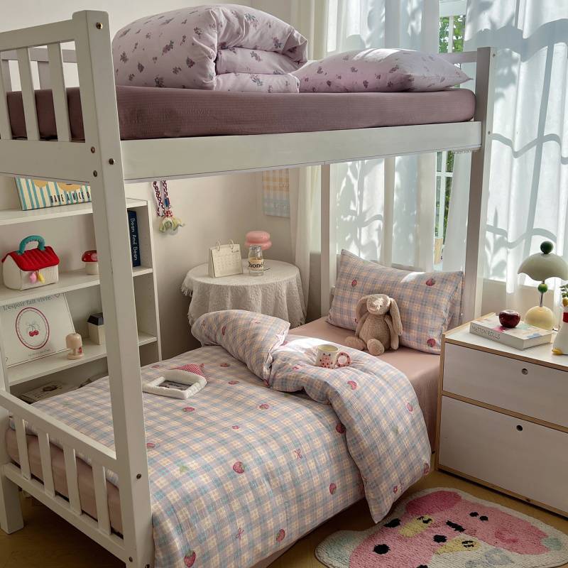 2025Hot-Selling Double-Layer Gauze Student Season Bed Single Quilt Cover Dormitory Dormitory Bunk Bed Three-Piece Set