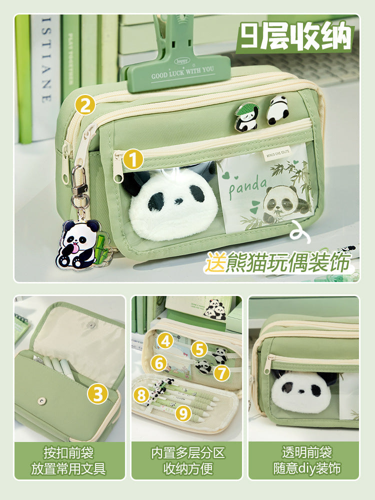 Large Capacity Pencil Case Kawaii Canvas Pencilcase School
