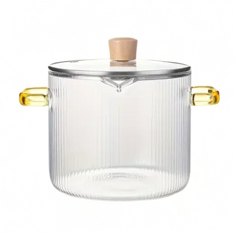 Creative Bear Double Ear Soup Pot Striped Pot Glass Transparent Health Pot Electric Ceramic Stove Heatable Instant Noodle Bowl Milk Pot