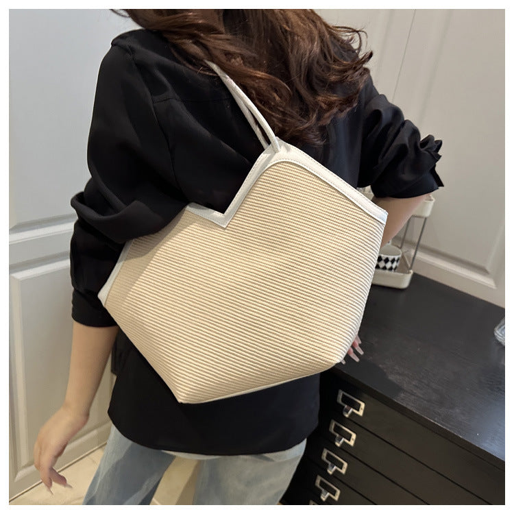 Summer Patchwork Large Capacity Women2025New Fashionable Loose Style Trendy New Casual Tote Shoulder Underarm Bag