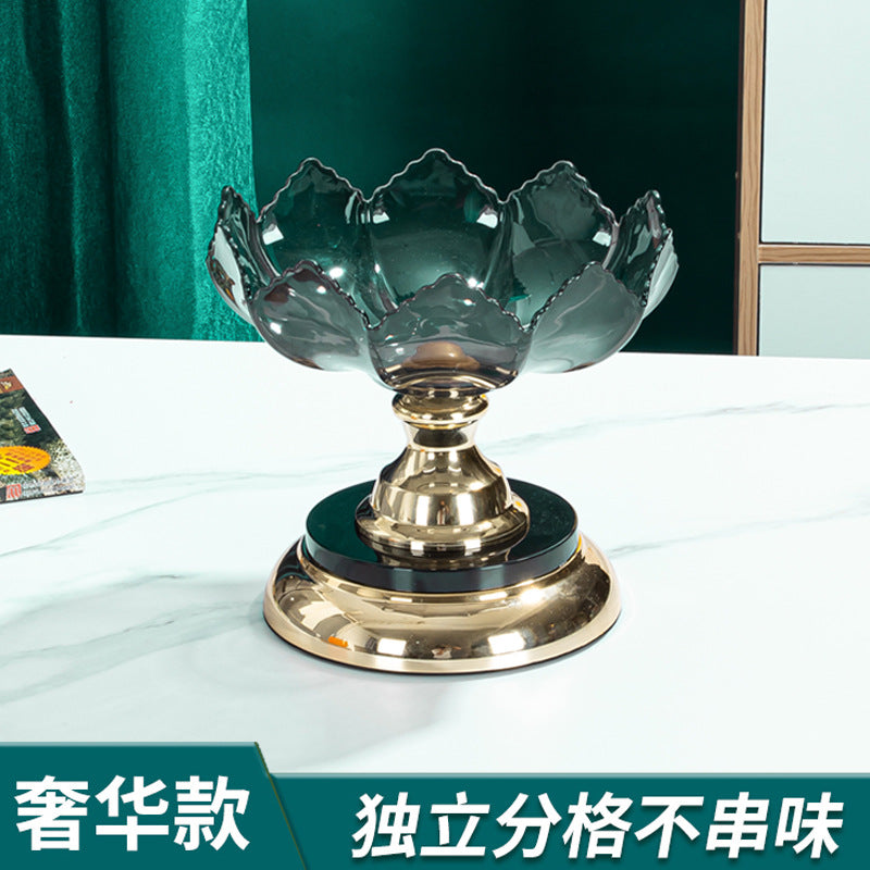 Fruit Plate Household Multi-layer Rotating Fruit Plate Living Room Fruit Plate European-style Light Luxury Crystal Plate Anti-Fall