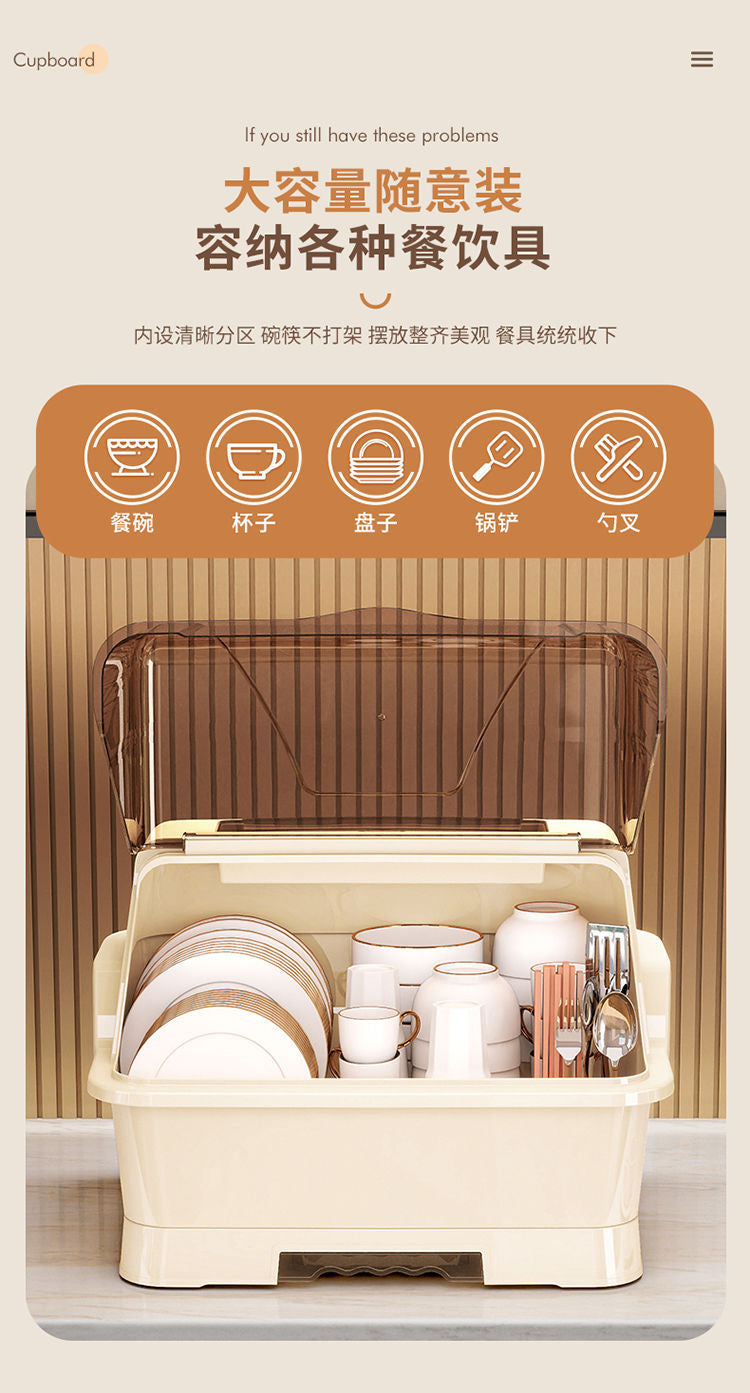 Tableware Storage Box Place Bowls and Dishes Storage Rack Kitchen Tableware Household Storage Box Draining Storage Rack Cupboard