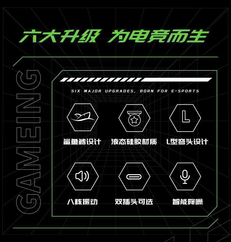 E-Sports Headset Compatible with Black Shark Gaming Headset In-Ear PUBG Mobile Game Computer Mobile Universal Sound Positioning