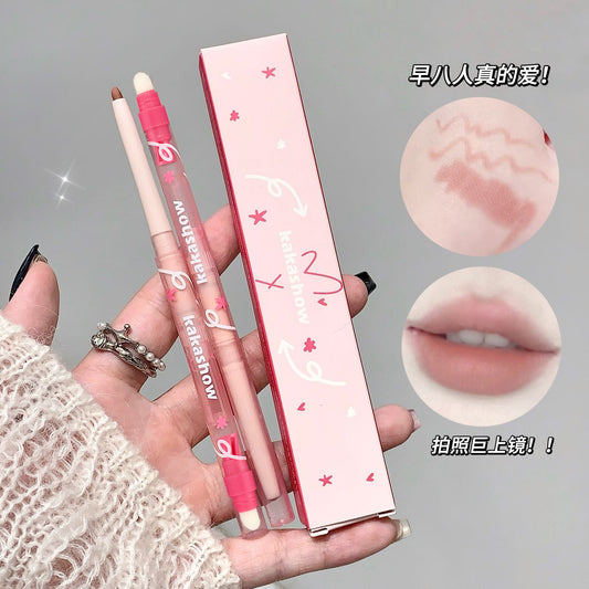 kakashow Mist Feel Puff Lip Liner Delicate Soft Mist Silky Smooth Outline Lip Shape Natural Color with Lip Brush c440