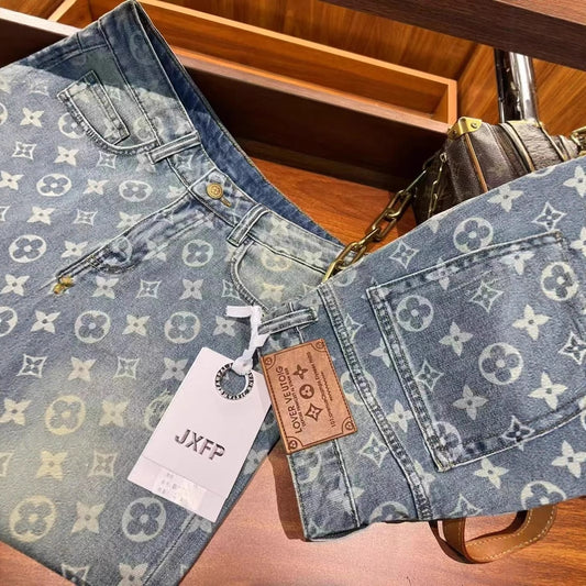 【Summer New】Fashion Casual Fashion Versatile Summer Trendy Personality Men's Denim Shorts Simple Loose Fit