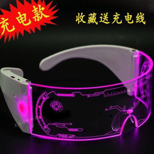 【3Ten Thousand People Collection】LED Technology Glowing Cycling Glasses Nighttime Travel Anti-Collision Glowing Protective Goggles Cool