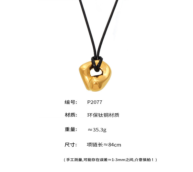 Mili Jewelry New Adjustable Leather Cord Necklace for Women Heavy Craft Curved Design Titanium Steel PVD Plating18k Genuine Gold In Stock