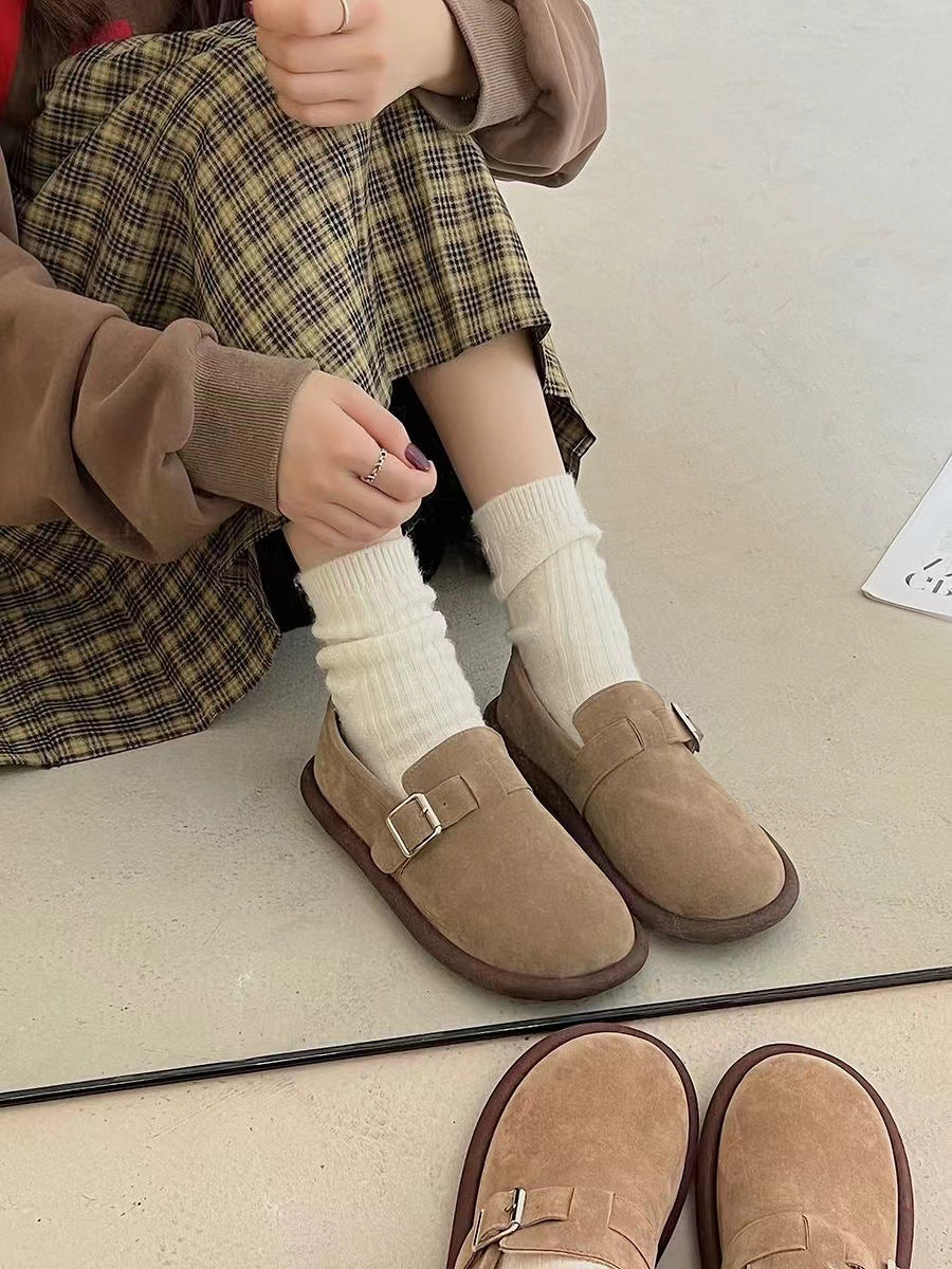 ins Super Popular Versatile Birkenstock Shoes for Female Students2024Spring and Autumn New Retro Slip-On Soft Sole Non-Slip Loafers