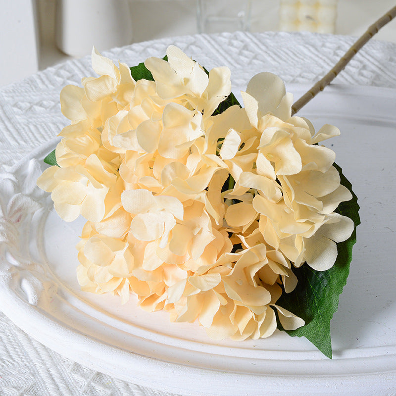 Artificial Hydrangea with Leaves for Wedding Decoration, Artificial Silk Flowers, Archway Flowers, Home Decor Fake Flowers, Single Artificial Flowers